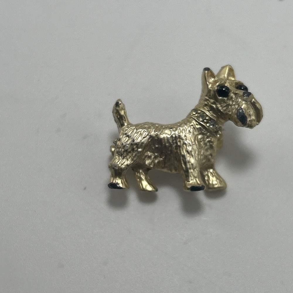 Vintage Scottish Terrier Dog Pin Metal Yellow/Gold - Picture 4 of 10